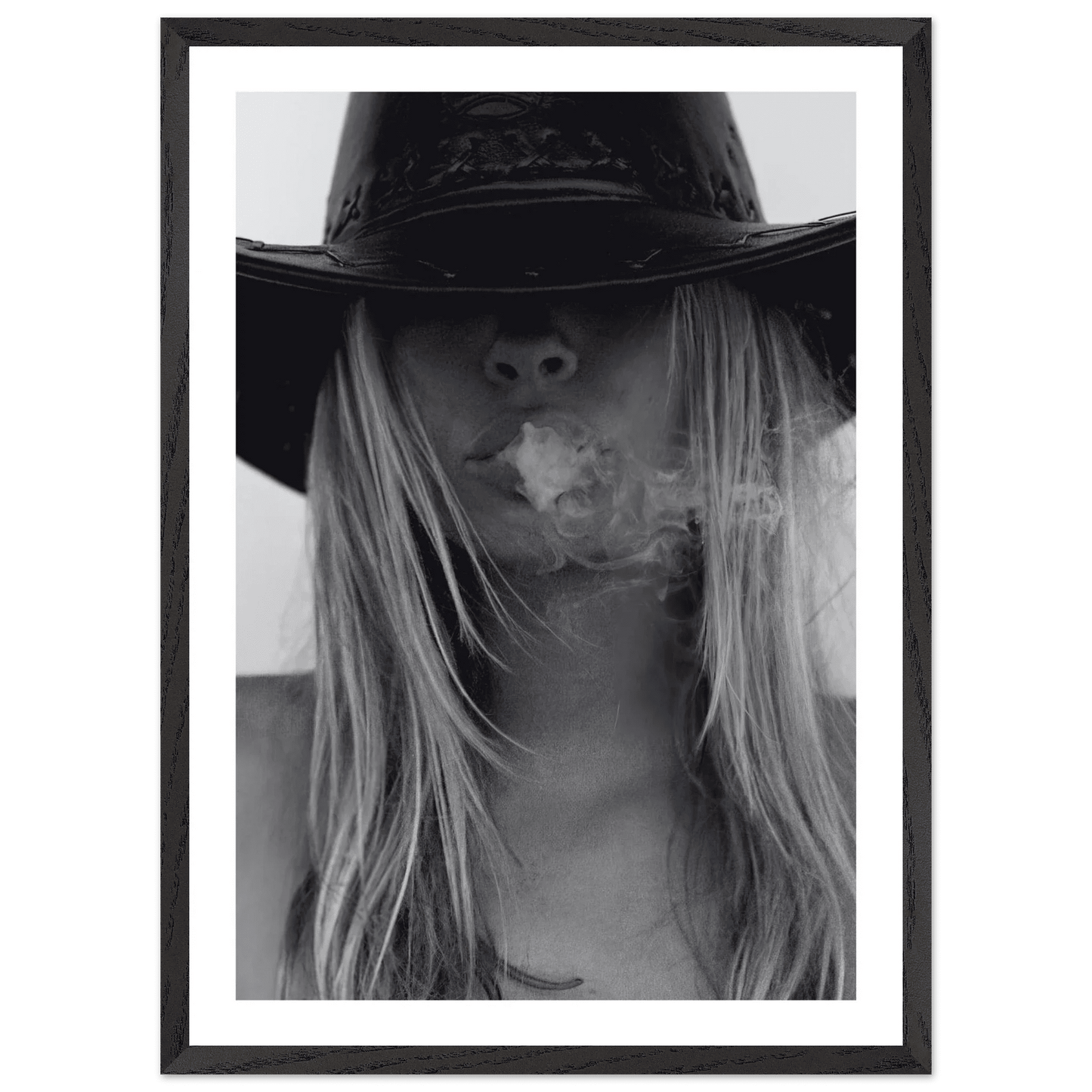 Mysterious Cowgirl Black and White Wall Art - The Trendy Art