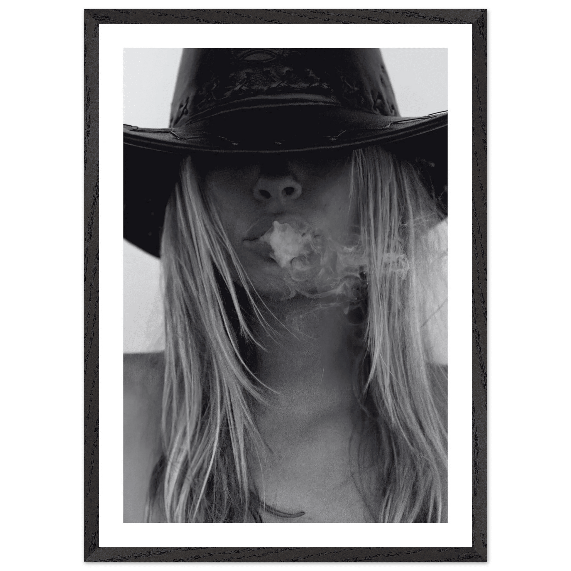 Mysterious Cowgirl Black and White Wall Art - The Trendy Art