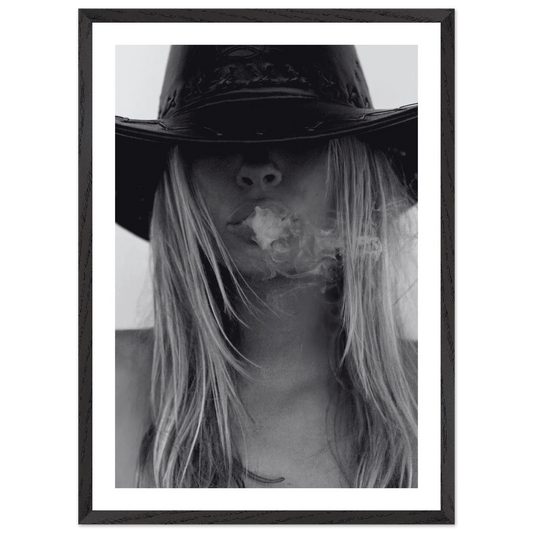 Mysterious Cowgirl Black and White Wall Art - The Trendy Art