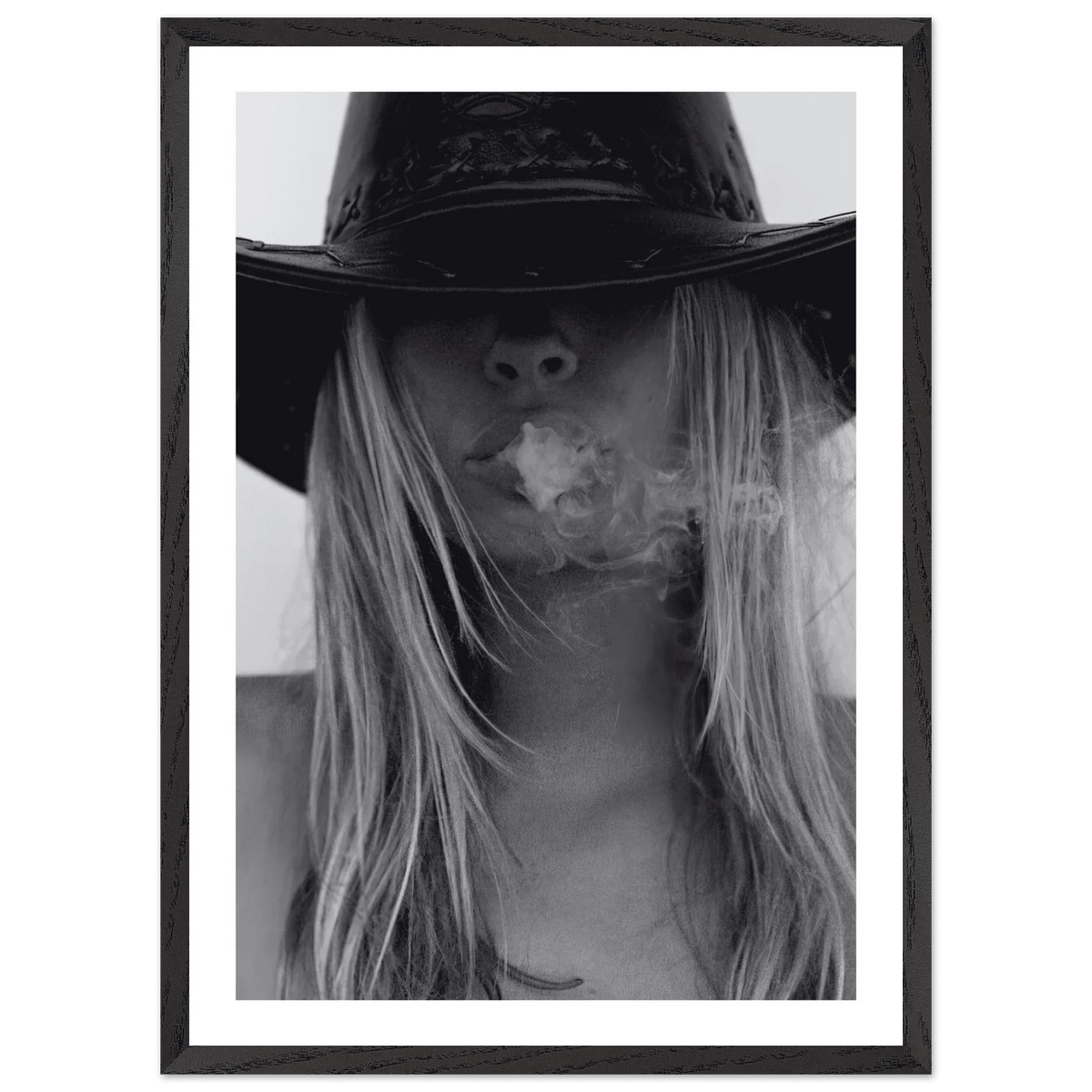 Mysterious Cowgirl Black and White Wall Art - The Trendy Art