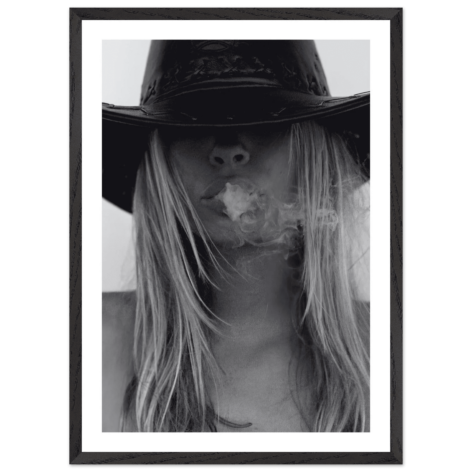Mysterious Cowgirl Black and White Wall Art - The Trendy Art