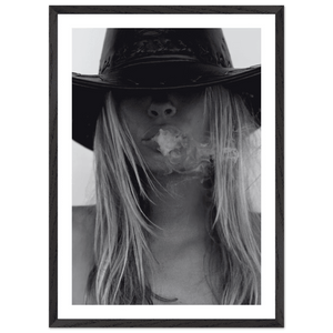 Mysterious Cowgirl Black and White Wall Art - The Trendy Art