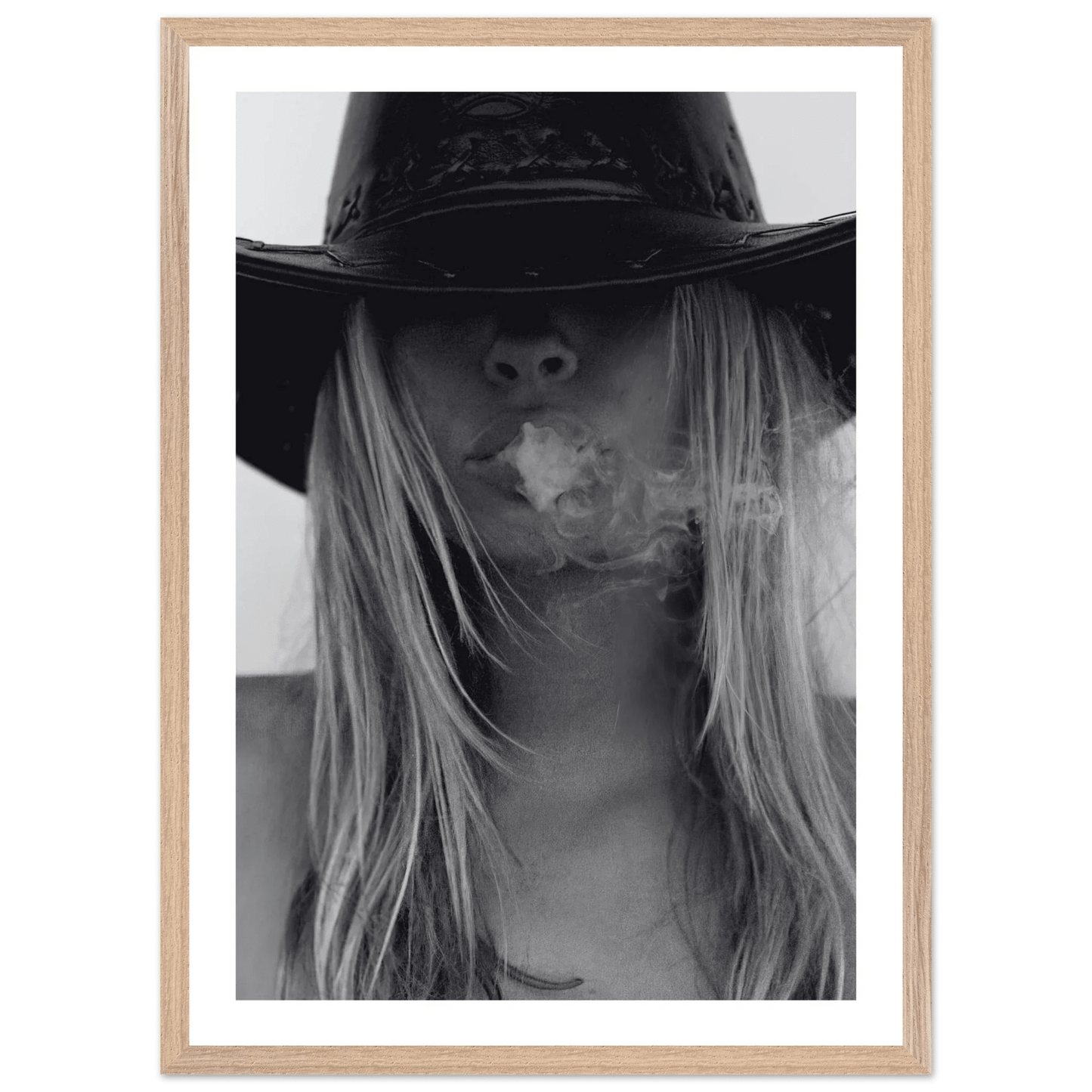 Mysterious Cowgirl Black and White Wall Art - The Trendy Art