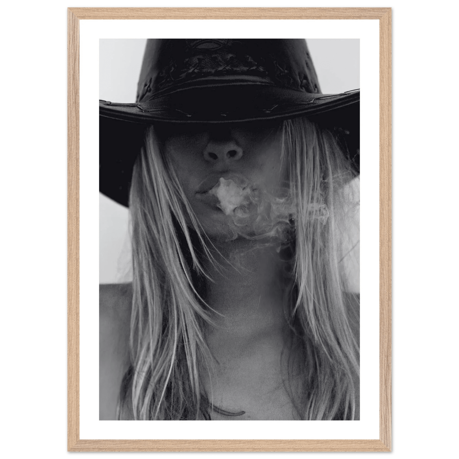 Mysterious Cowgirl Black and White Wall Art - The Trendy Art