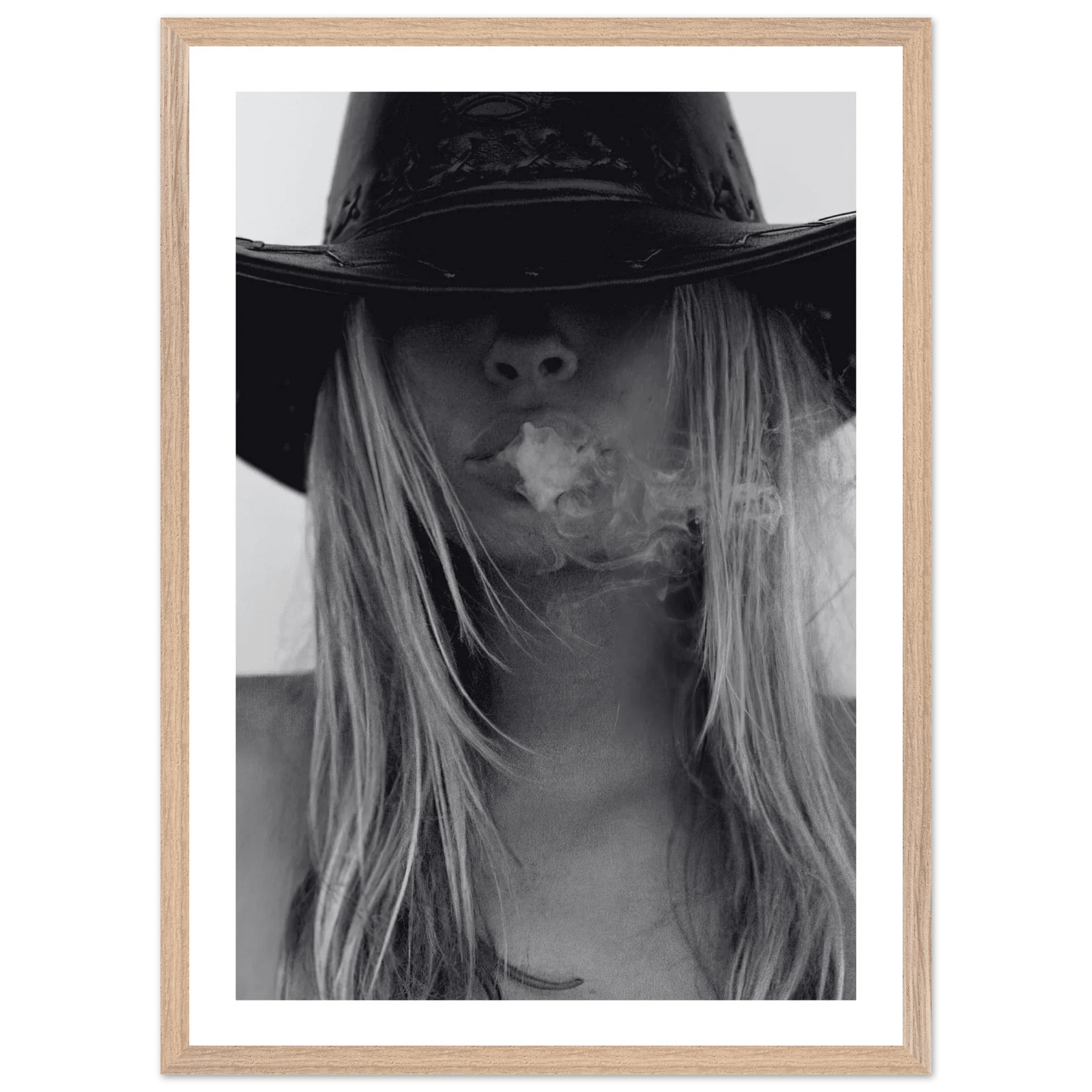 Mysterious Cowgirl Black and White Wall Art - The Trendy Art
