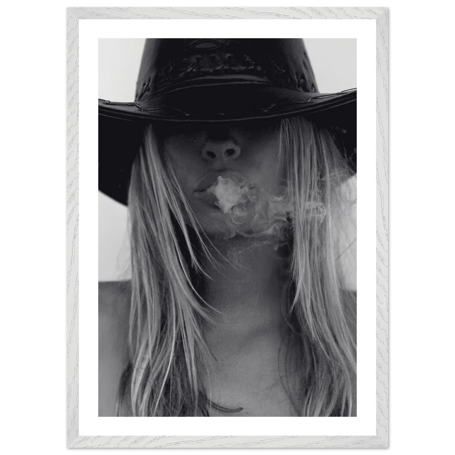 Mysterious Cowgirl Black and White Wall Art - The Trendy Art