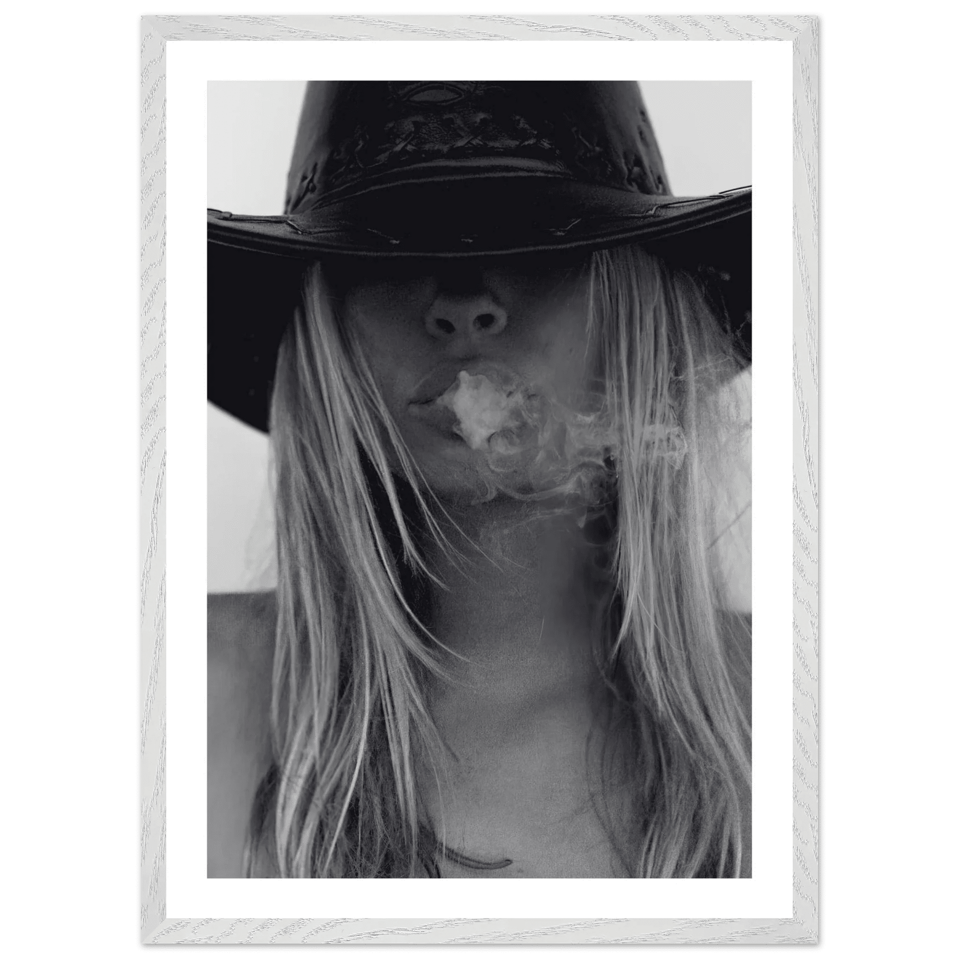 Mysterious Cowgirl Black and White Wall Art - The Trendy Art