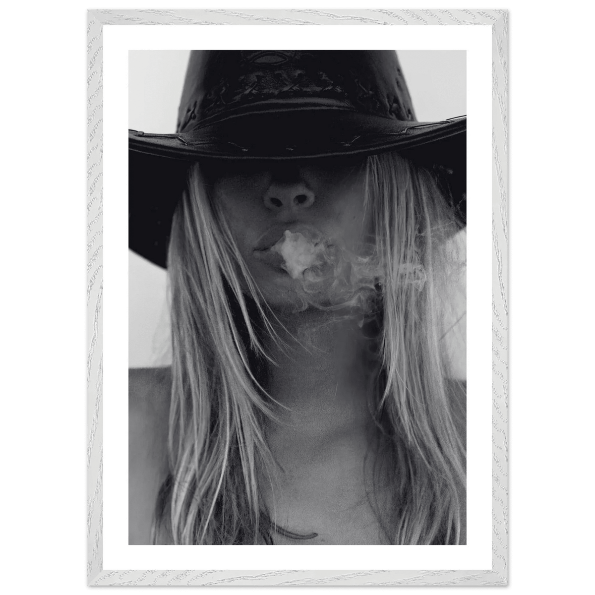 Mysterious Cowgirl Black and White Wall Art - The Trendy Art