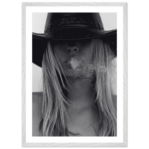 Mysterious Cowgirl Black and White Wall Art - The Trendy Art