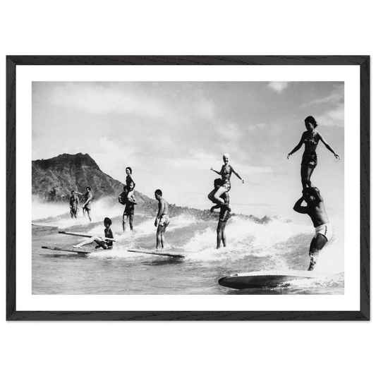 Old Hawaii Surf Black and White Wall Art - The Trendy Art