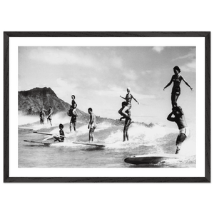 Old Hawaii Surf Black and White Wall Art - The Trendy Art