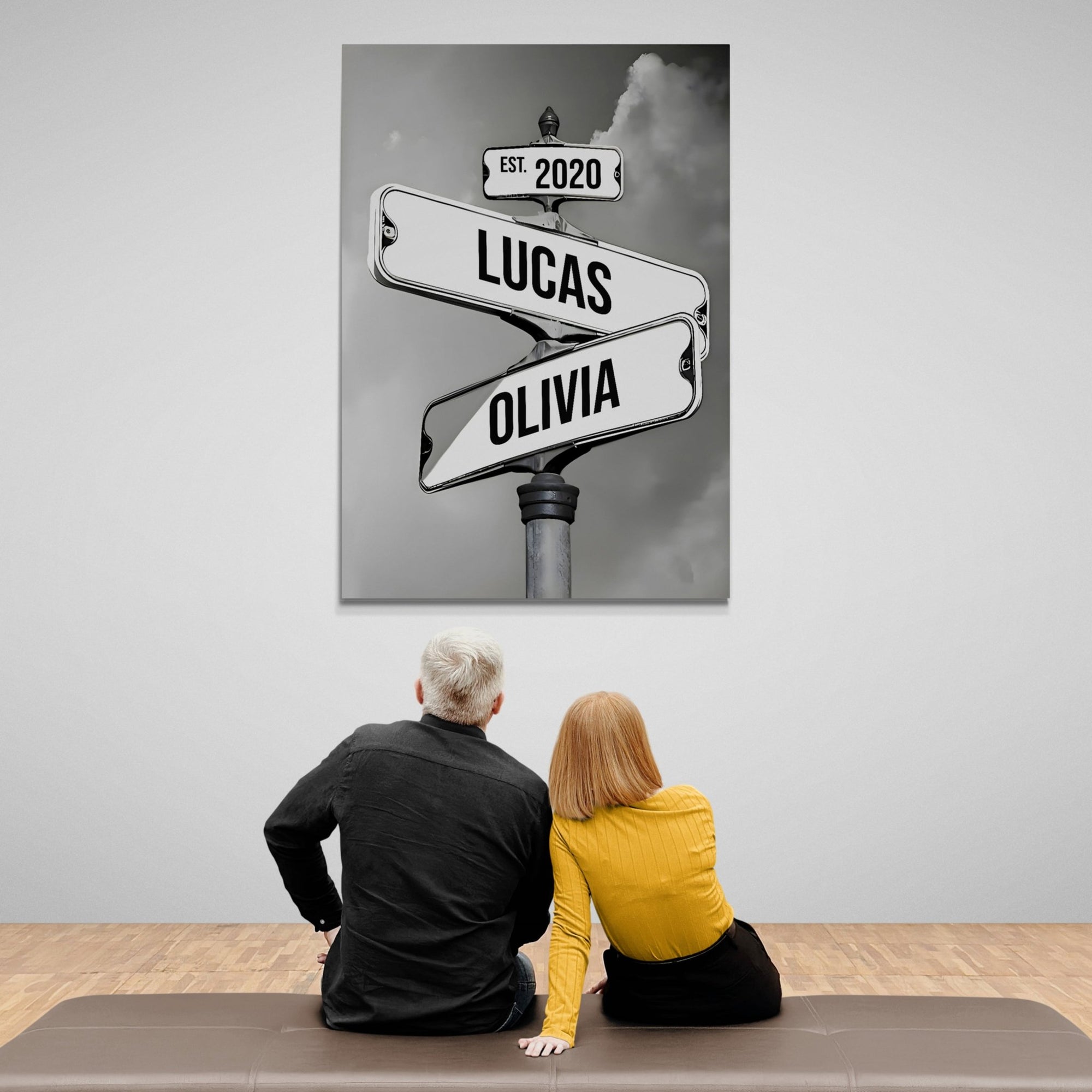 Personalized Canvas Vintage Street Sign For Couples - The Trendy Art