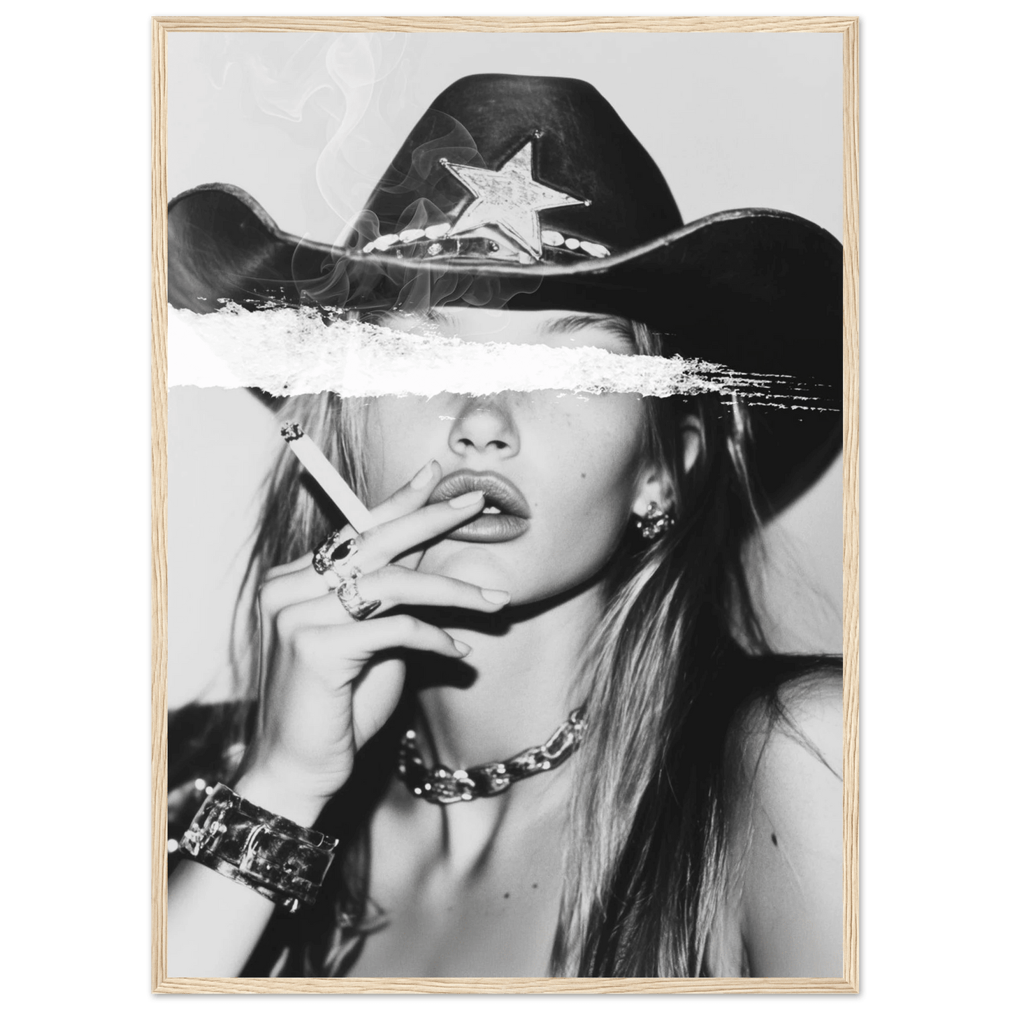 Rebel Cowgirl Black and White Wall Art - The Trendy Art