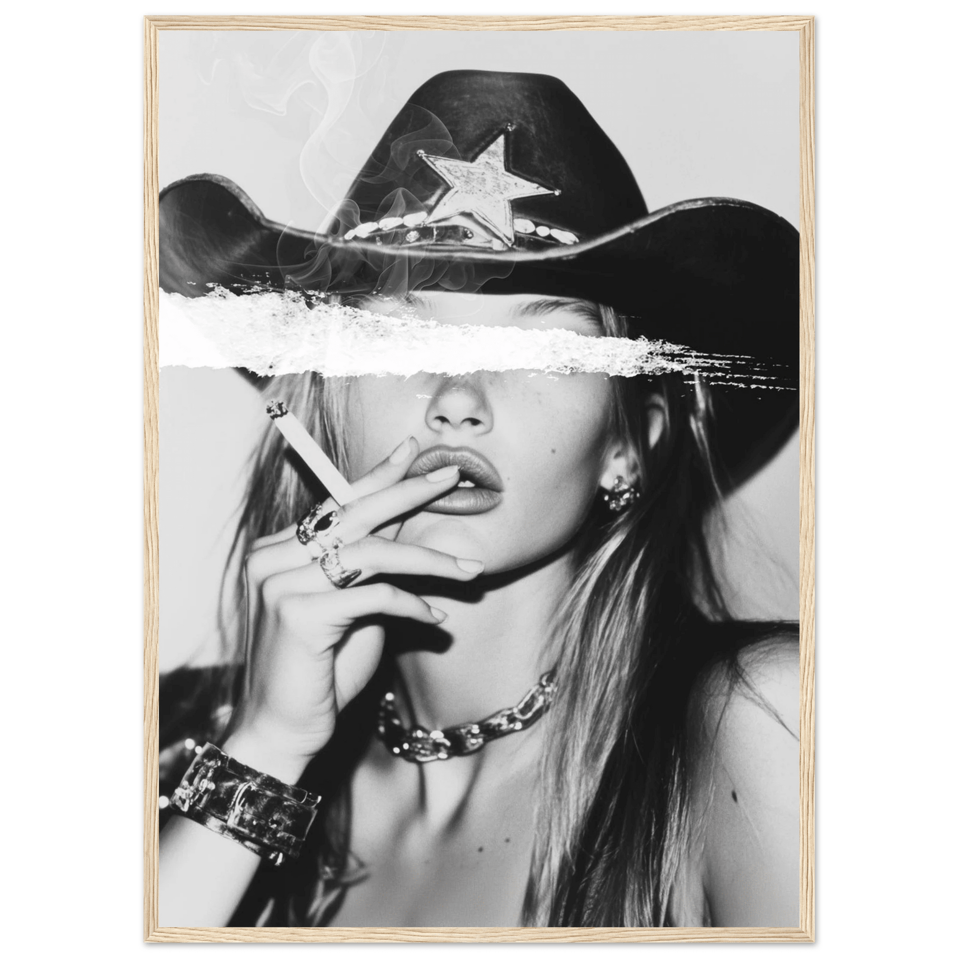 Rebel Cowgirl Black and White Wall Art - The Trendy Art