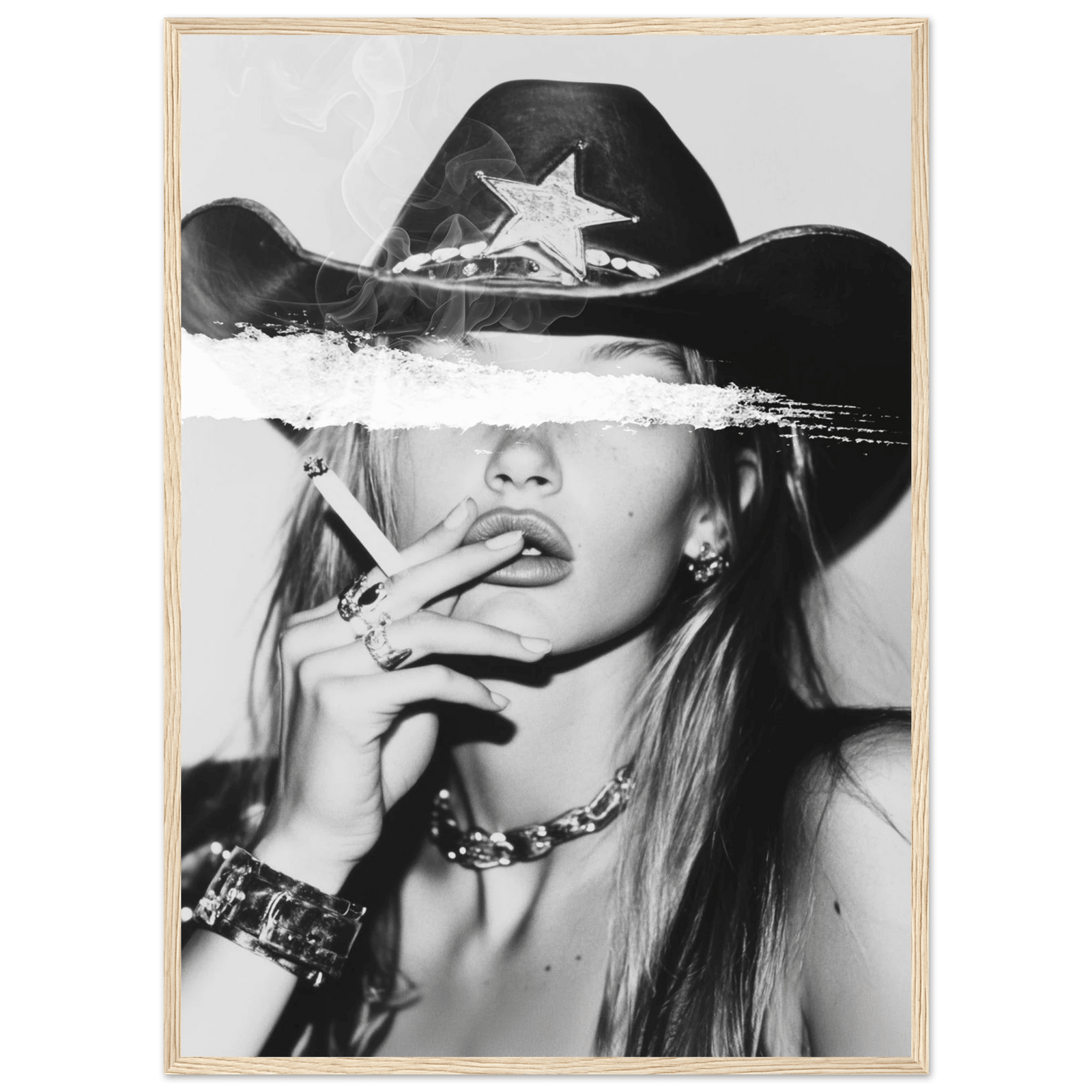 Rebel Cowgirl Black and White Wall Art - The Trendy Art
