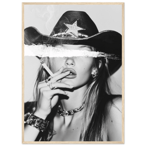 Rebel Cowgirl Black and White Wall Art - The Trendy Art