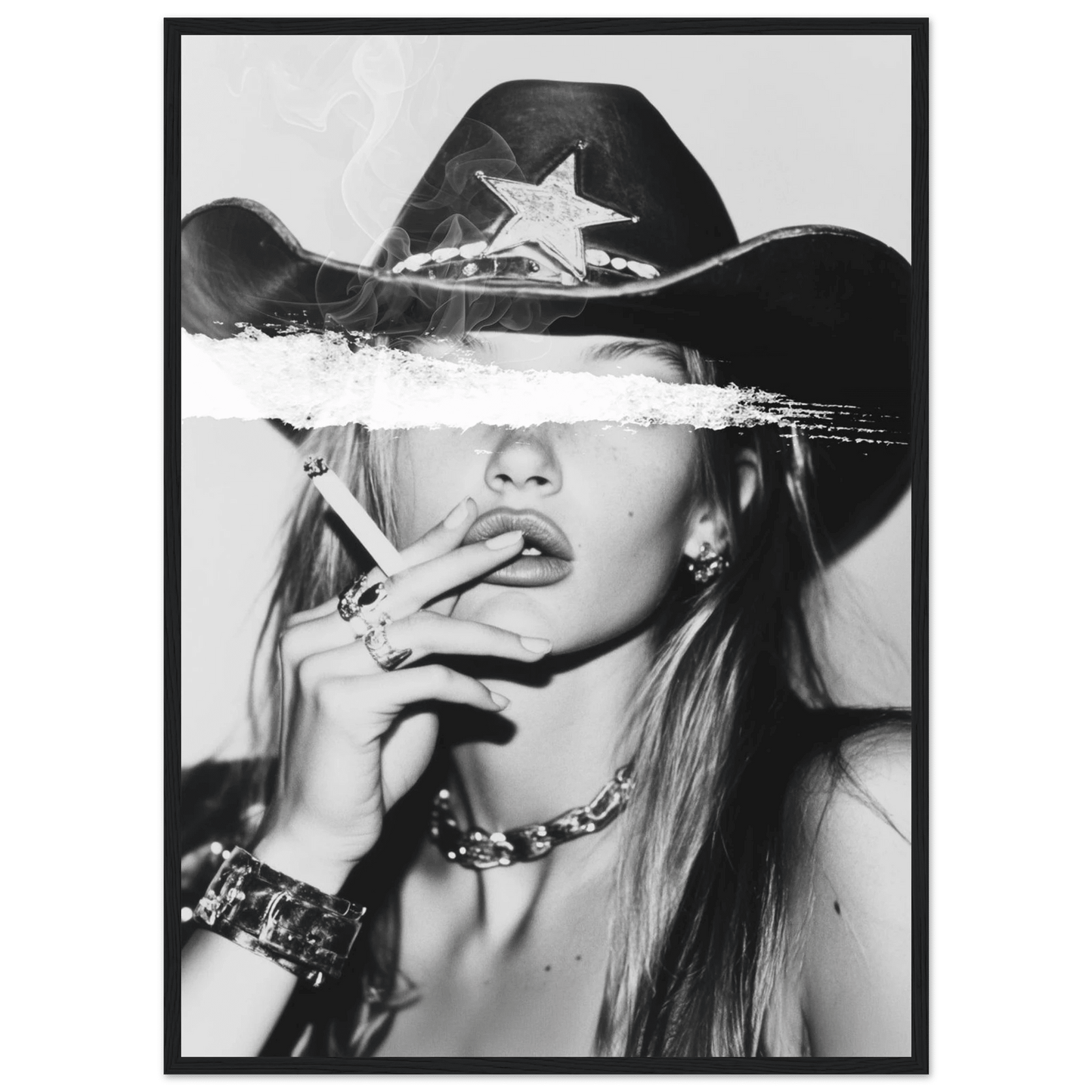 Rebel Cowgirl Black and White Wall Art - The Trendy Art