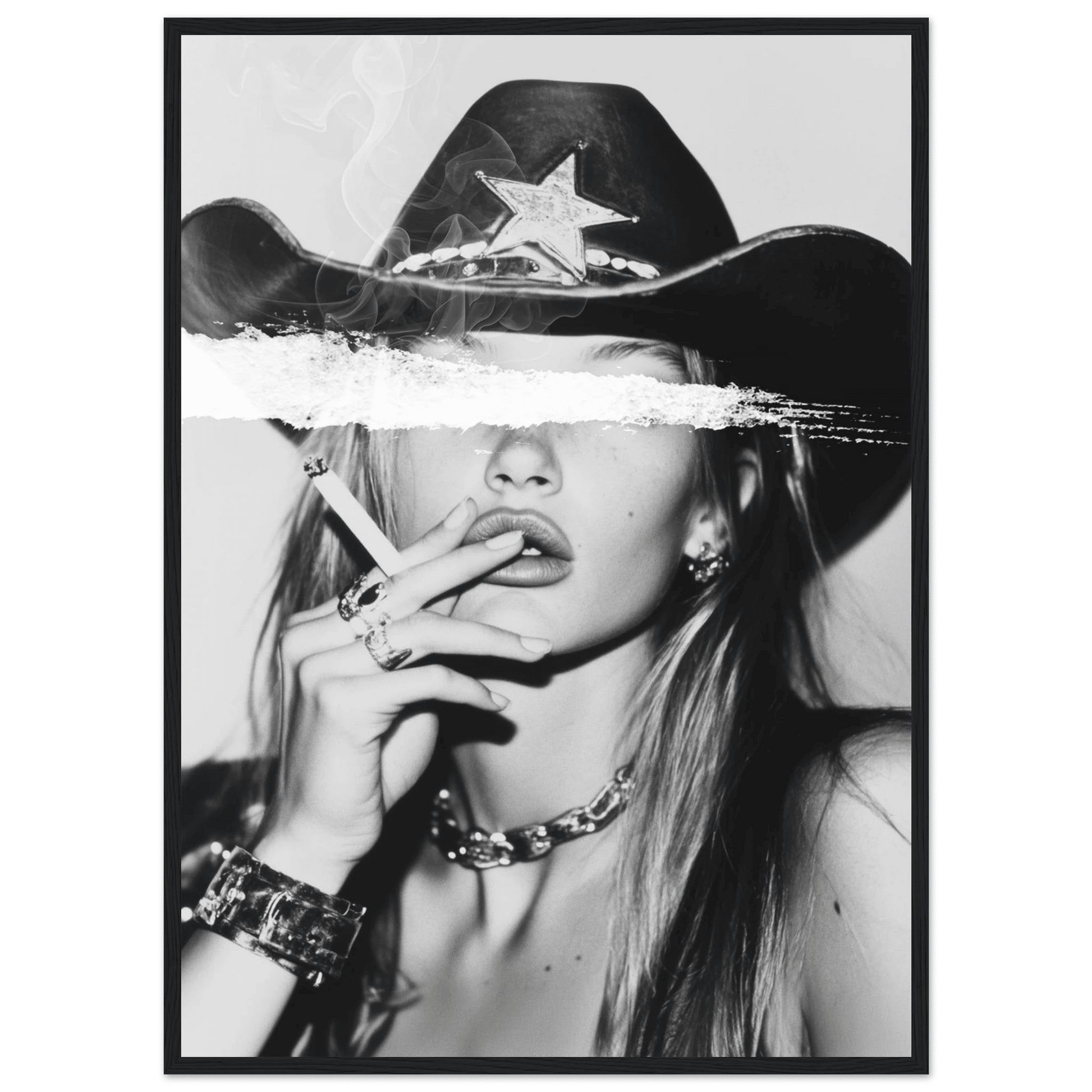 Rebel Cowgirl Black and White Wall Art - The Trendy Art