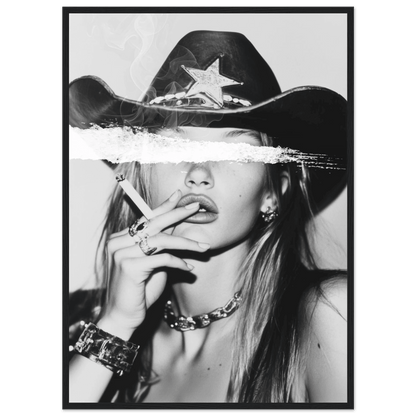 Rebel Cowgirl Black and White Wall Art - The Trendy Art