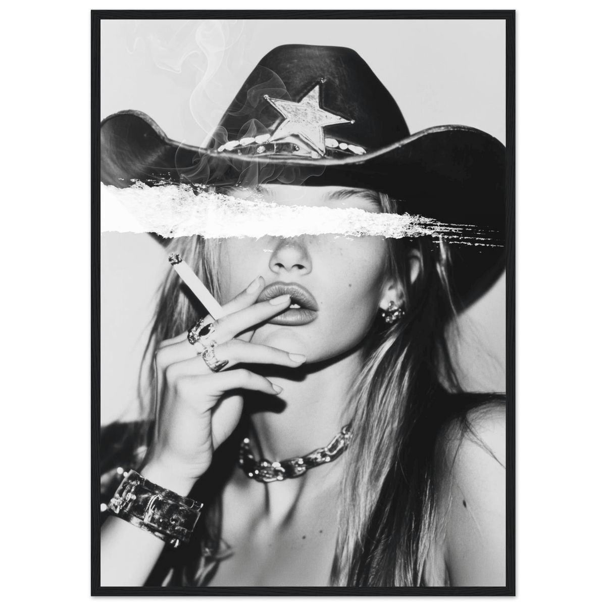 Rebel Cowgirl Black and White Wall Art - The Trendy Art
