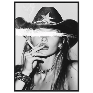 Rebel Cowgirl Black and White Wall Art - The Trendy Art