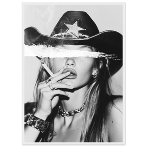 Rebel Cowgirl Black and White Wall Art - The Trendy Art