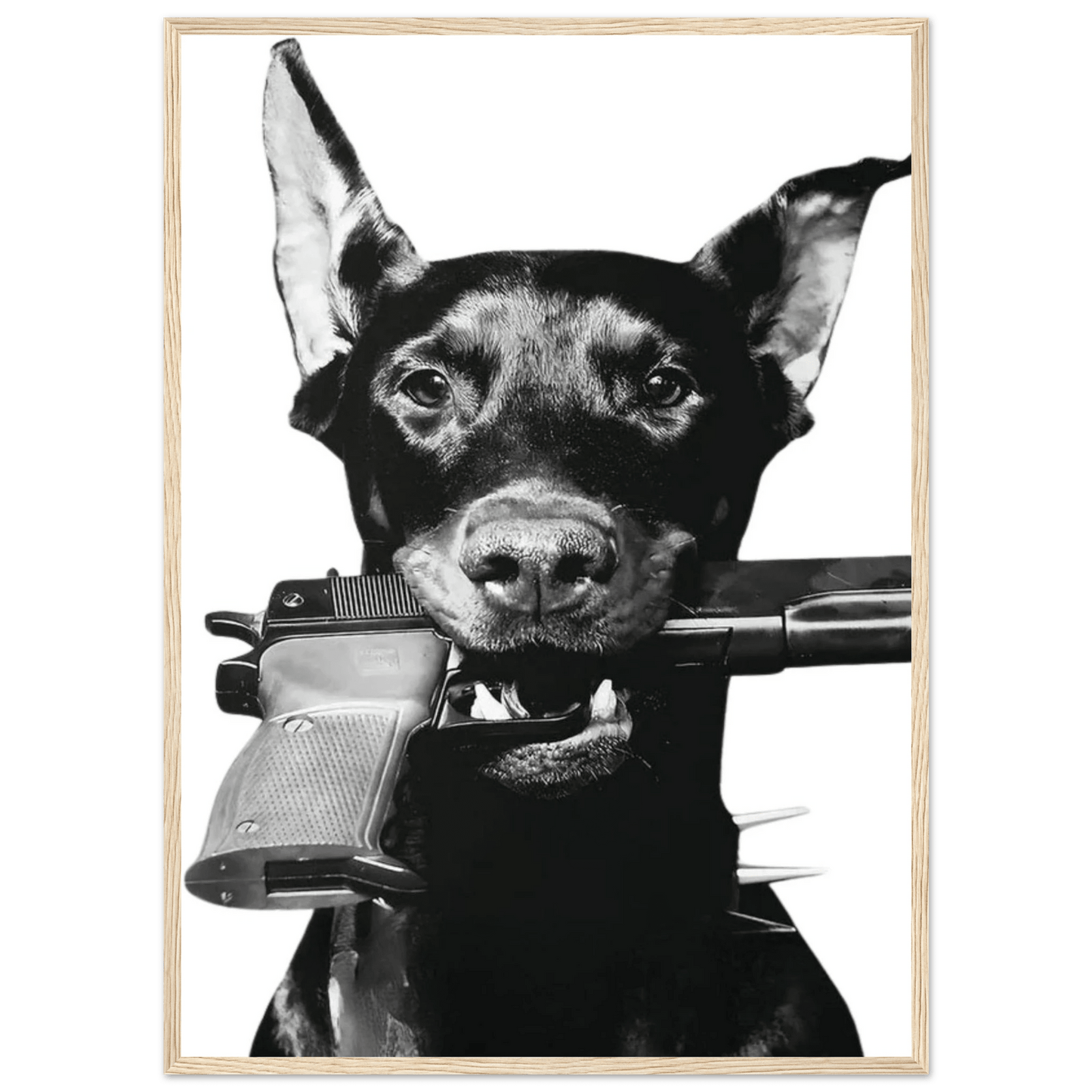 Rebel Doberman Black and White Wall Art - The Trendy Art