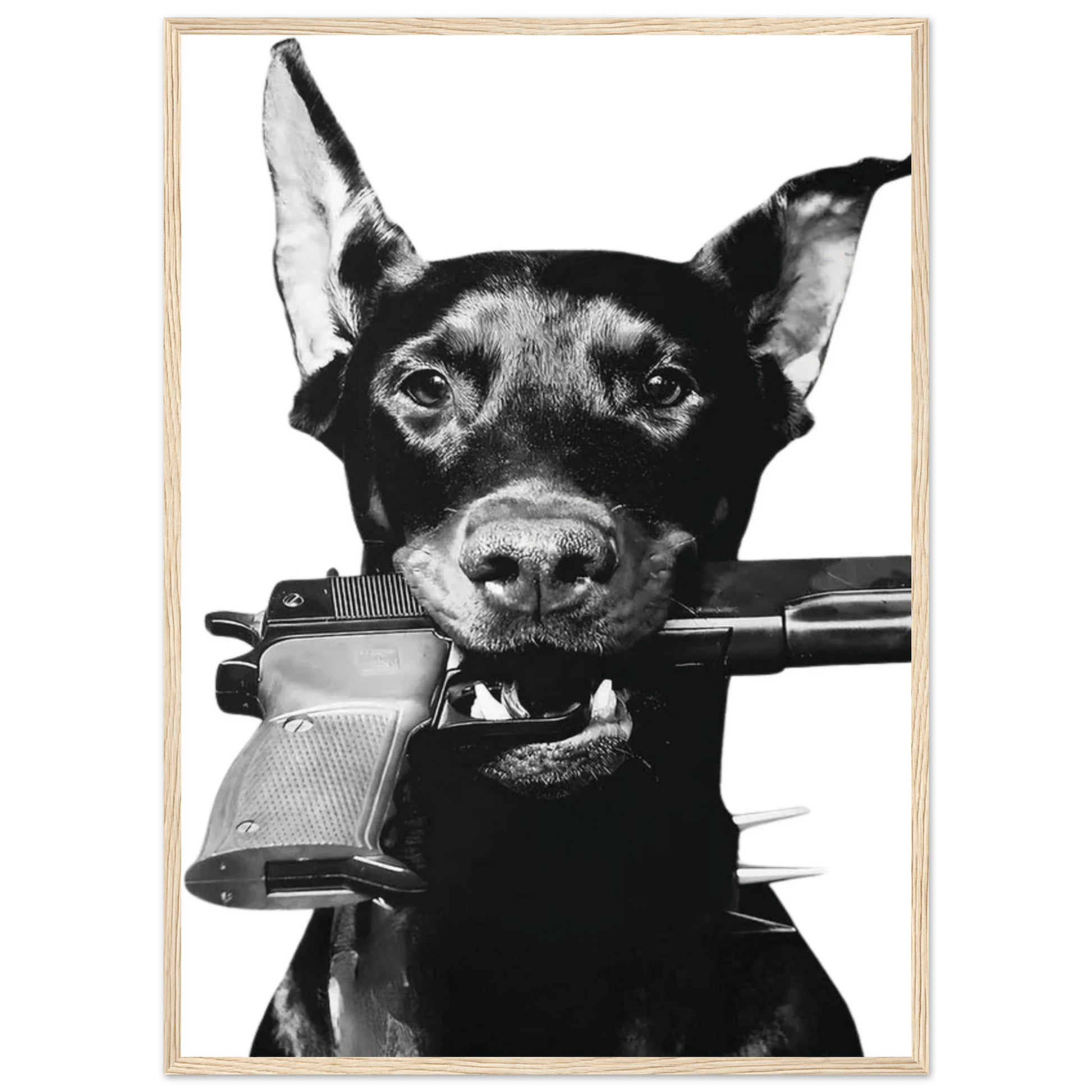 Rebel Doberman Black and White Wall Art - The Trendy Art