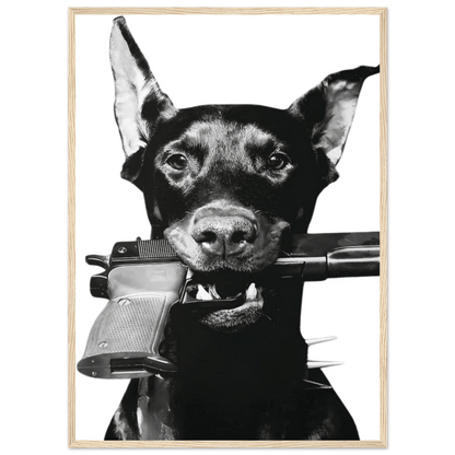 Rebel Doberman Black and White Wall Art - The Trendy Art