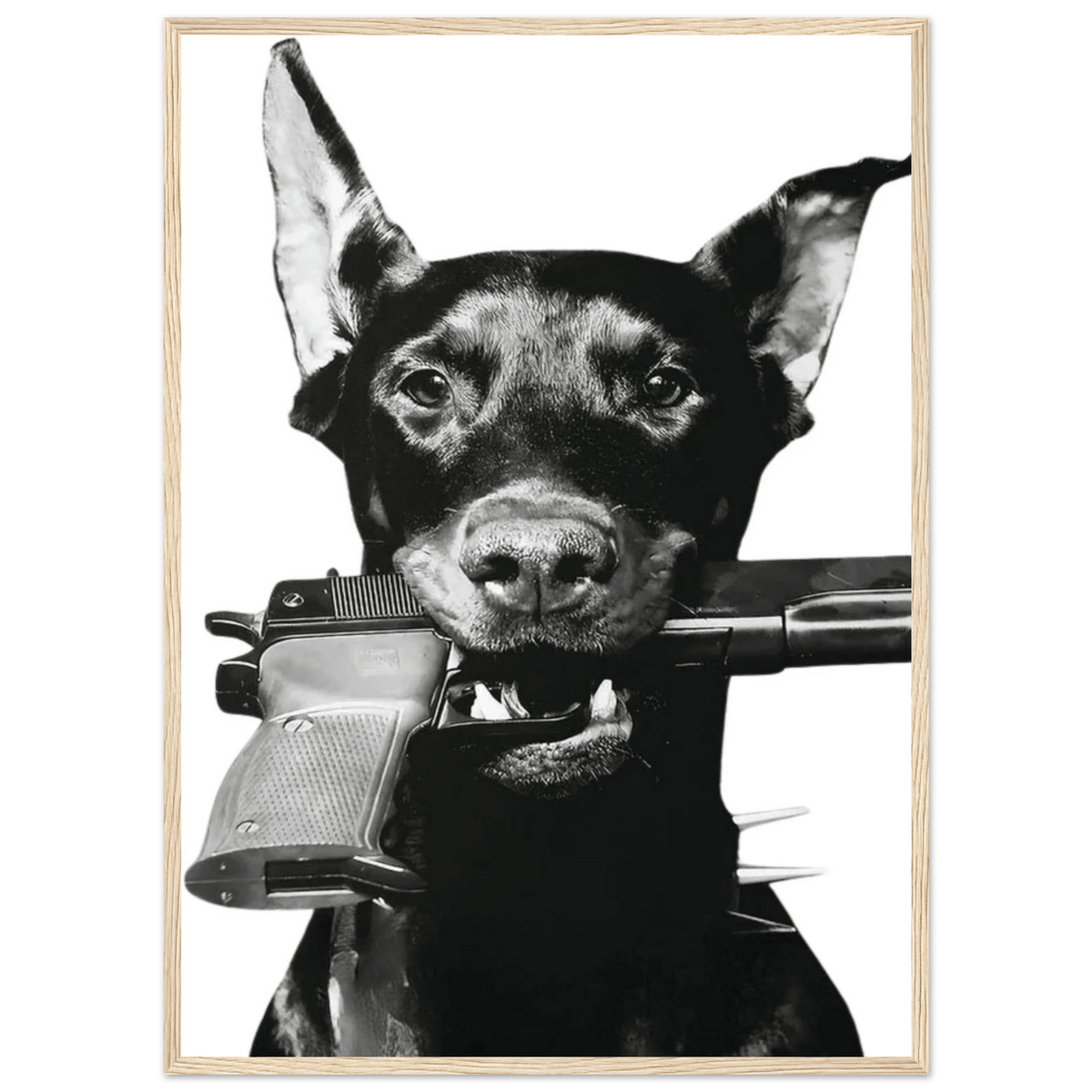 Rebel Doberman Black and White Wall Art - The Trendy Art