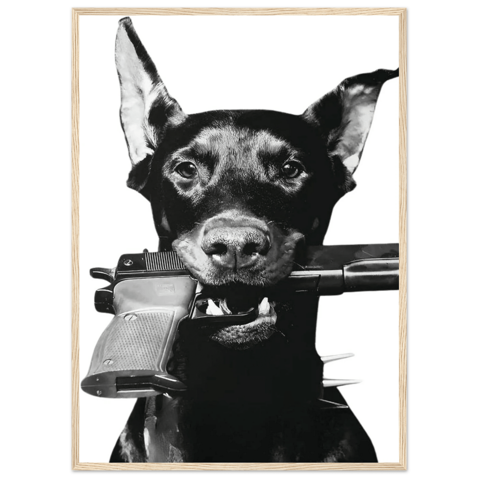 Rebel Doberman Black and White Wall Art - The Trendy Art