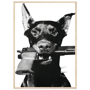 Rebel Doberman Black and White Wall Art - The Trendy Art