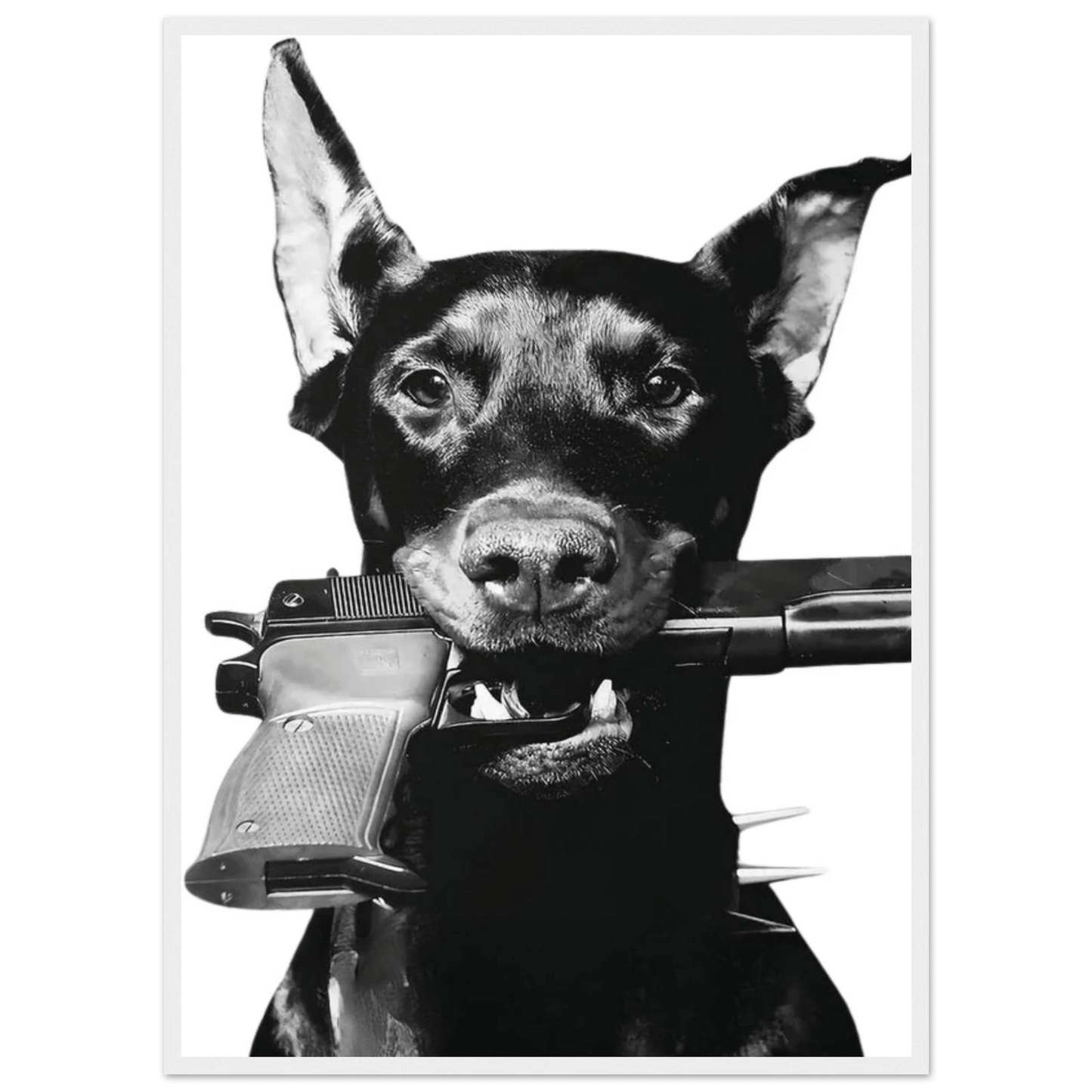 Rebel Doberman Black and White Wall Art - The Trendy Art