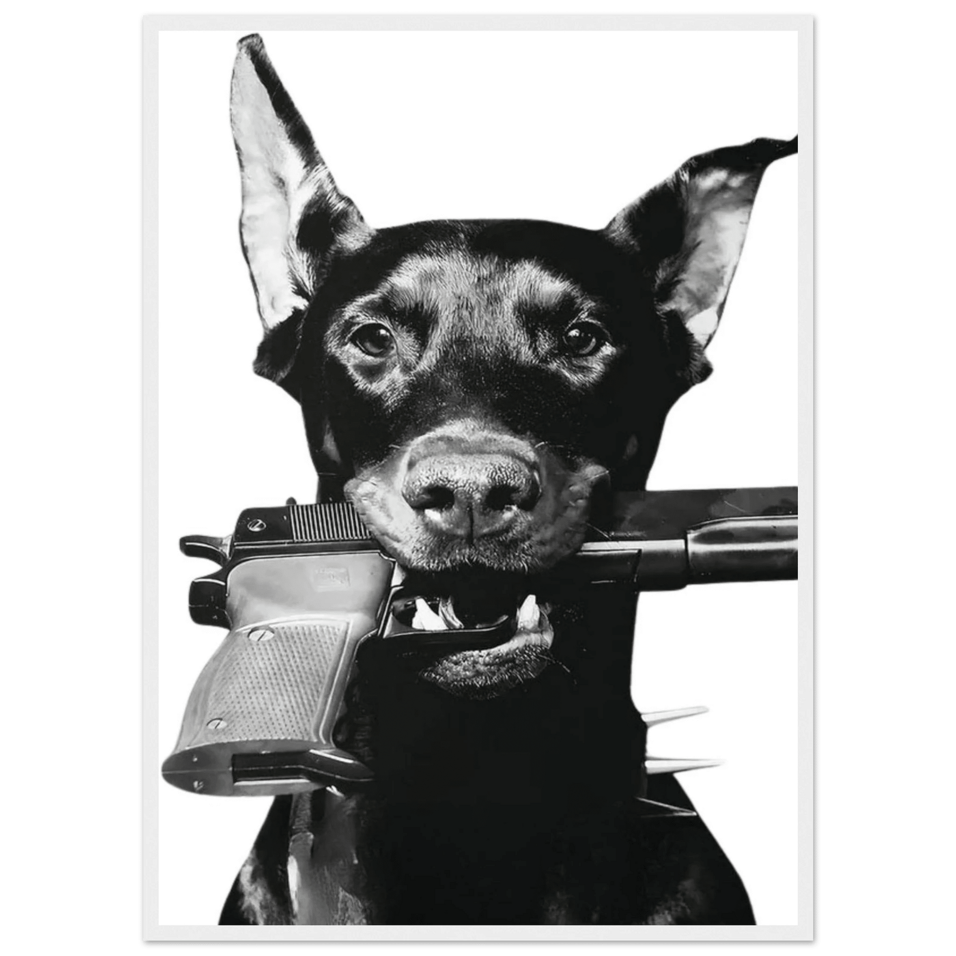 Rebel Doberman Black and White Wall Art - The Trendy Art