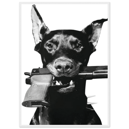 Rebel Doberman Black and White Wall Art - The Trendy Art