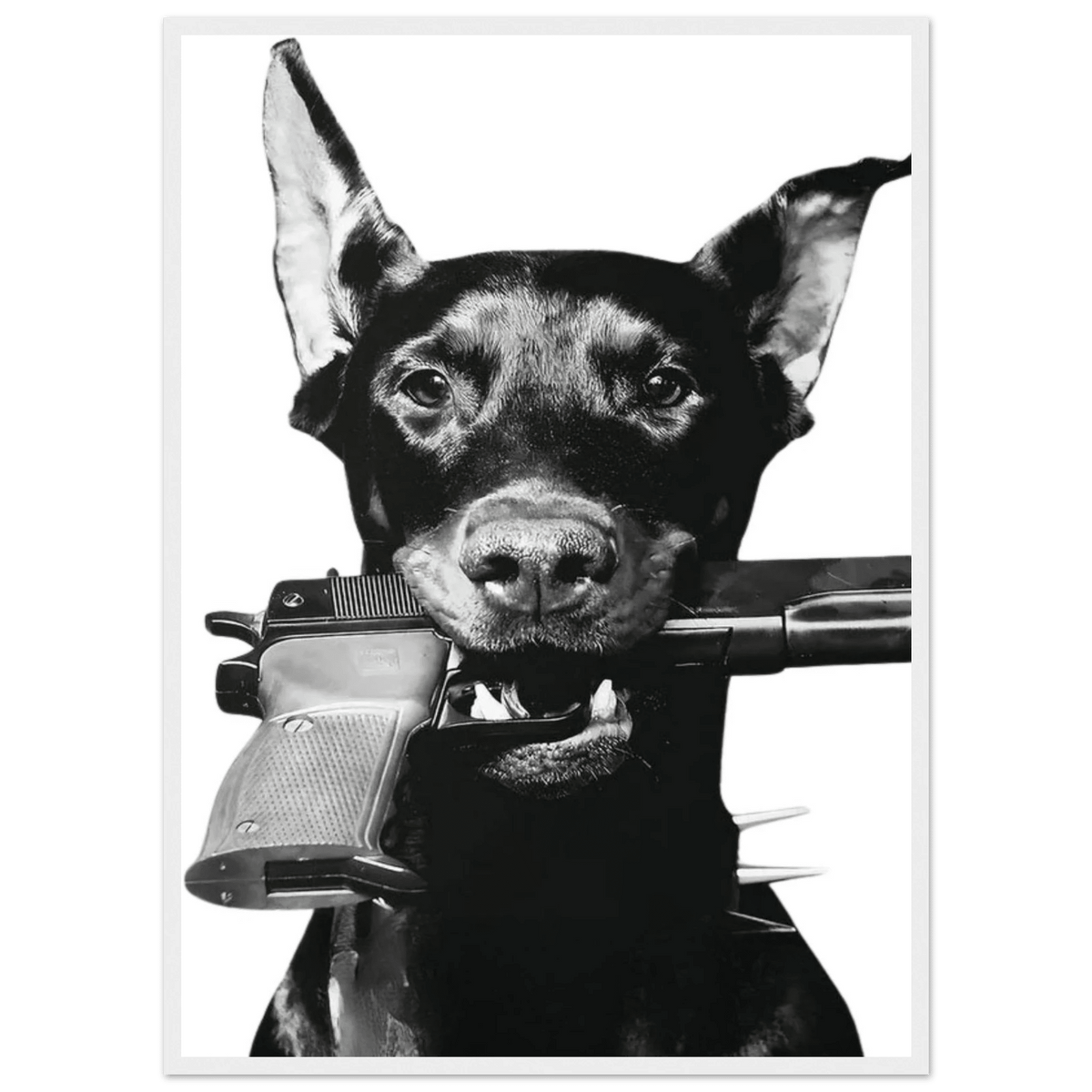 Rebel Doberman Black and White Wall Art - The Trendy Art