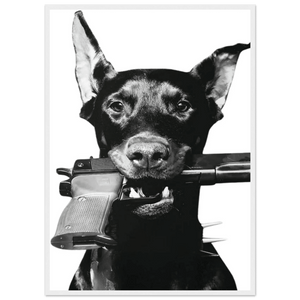 Rebel Doberman Black and White Wall Art - The Trendy Art