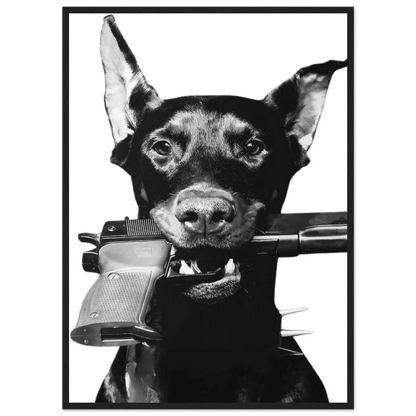 Rebel Doberman Black and White Wall Art - The Trendy Art