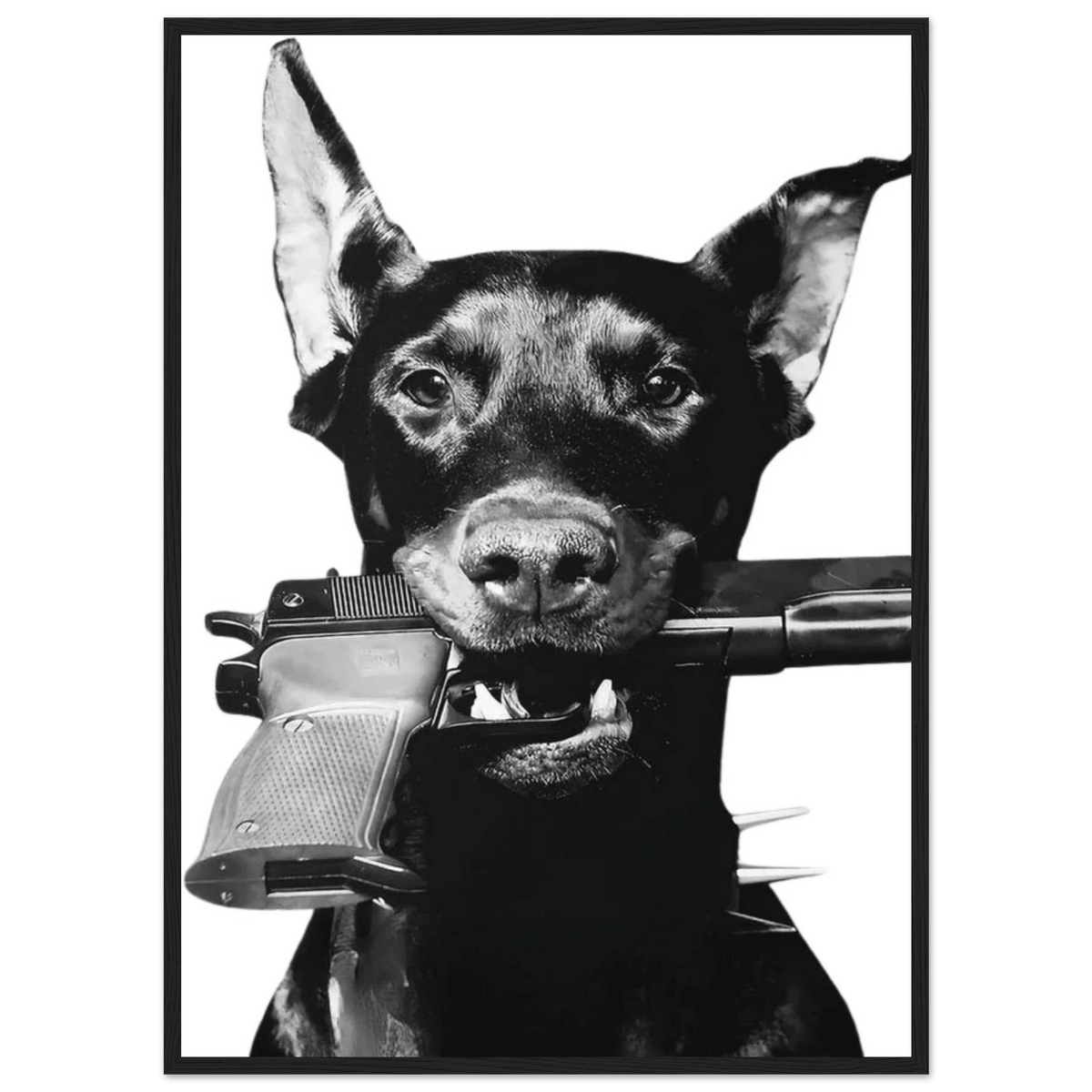 Rebel Doberman Black and White Wall Art - The Trendy Art