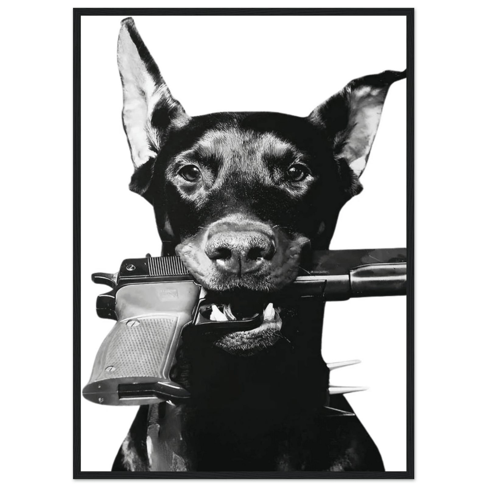 Rebel Doberman Black and White Wall Art - The Trendy Art