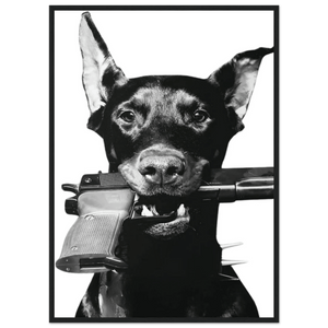 Rebel Doberman Black and White Wall Art - The Trendy Art
