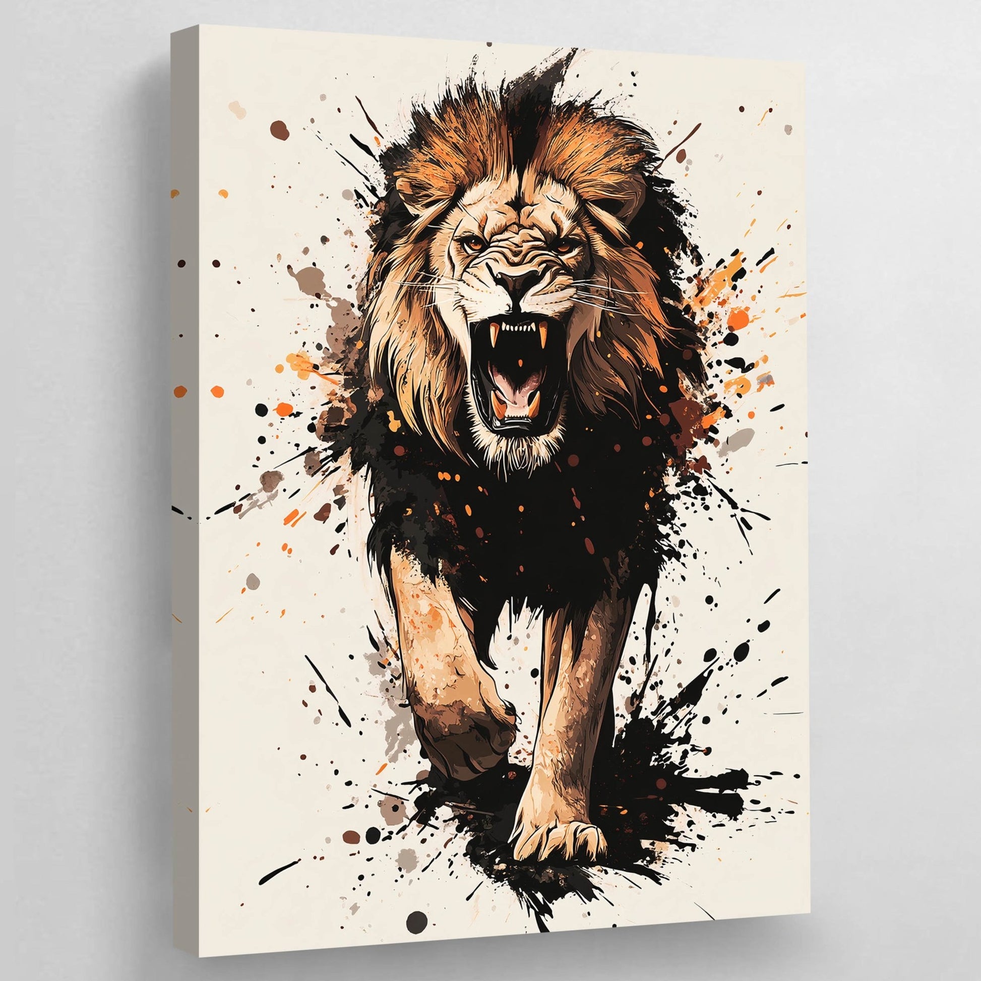 Roaring Lion Canvas Wall Art - The Trendy Art