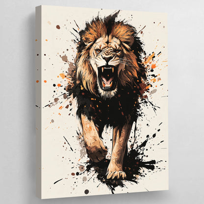 Roaring Lion Canvas Wall Art - The Trendy Art