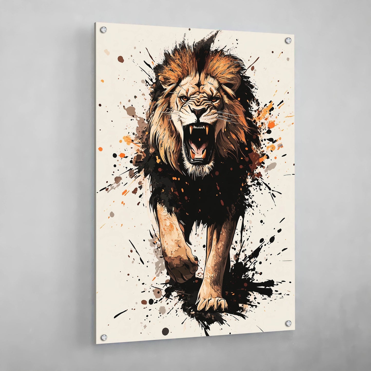 Roaring Lion Canvas Wall Art - The Trendy Art