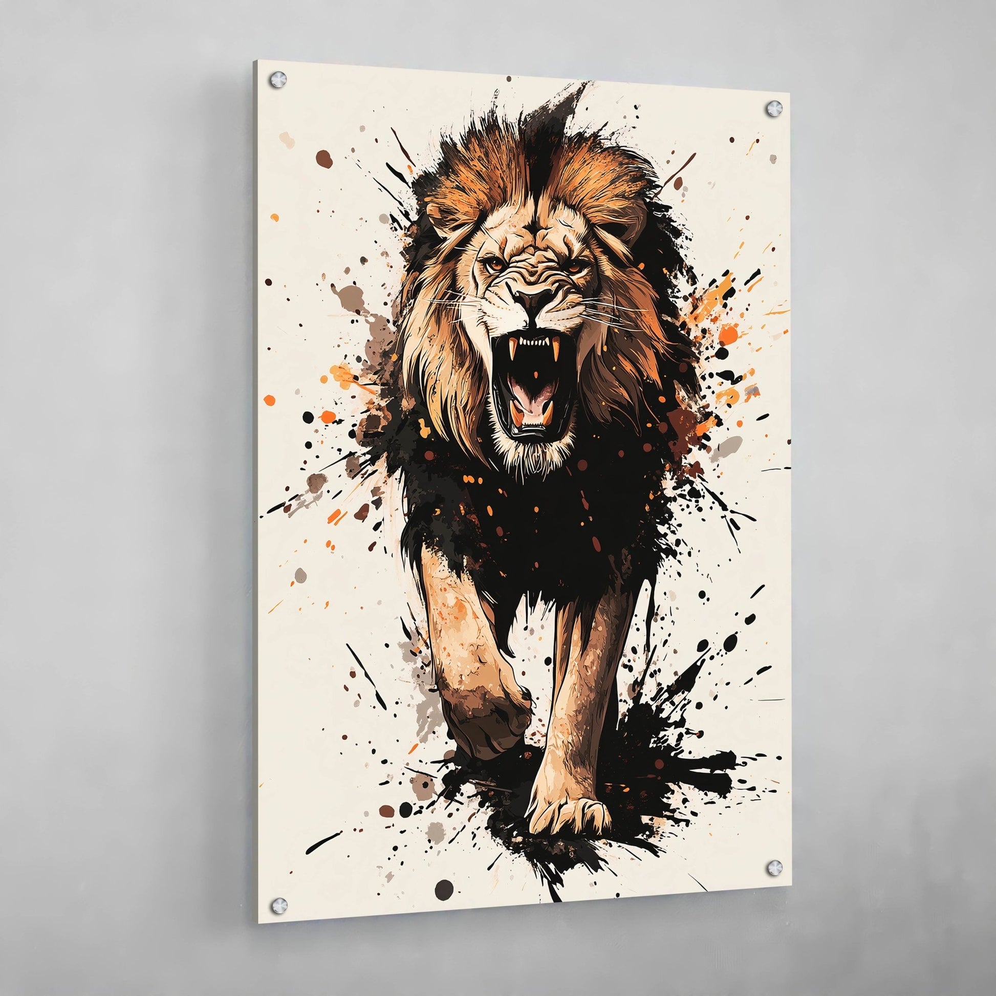 Roaring Lion Canvas Wall Art - The Trendy Art