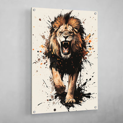 Roaring Lion Canvas Wall Art - The Trendy Art