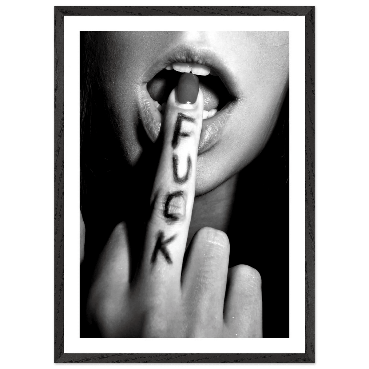 Sensual Middle Finger Black and White Wall Art - The Trendy Art