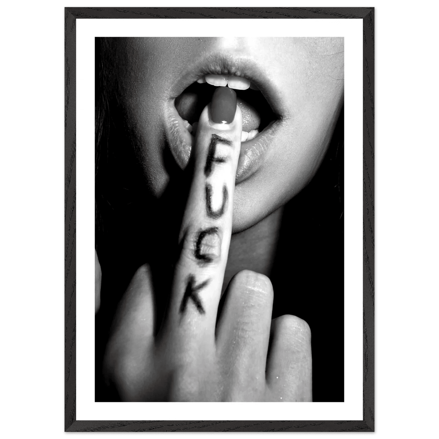 Sensual Middle Finger Black and White Wall Art - The Trendy Art