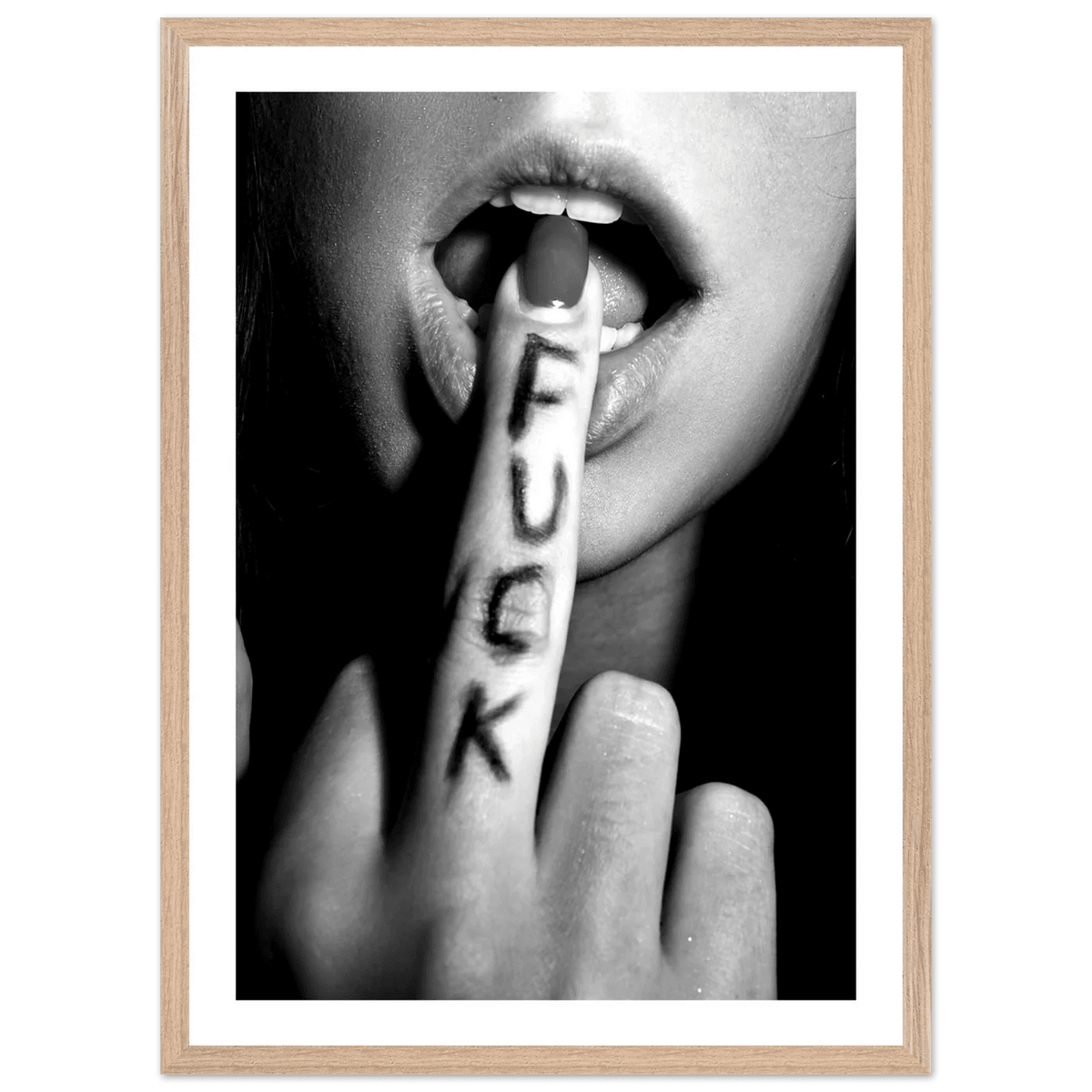 Sensual Middle Finger Black and White Wall Art - The Trendy Art