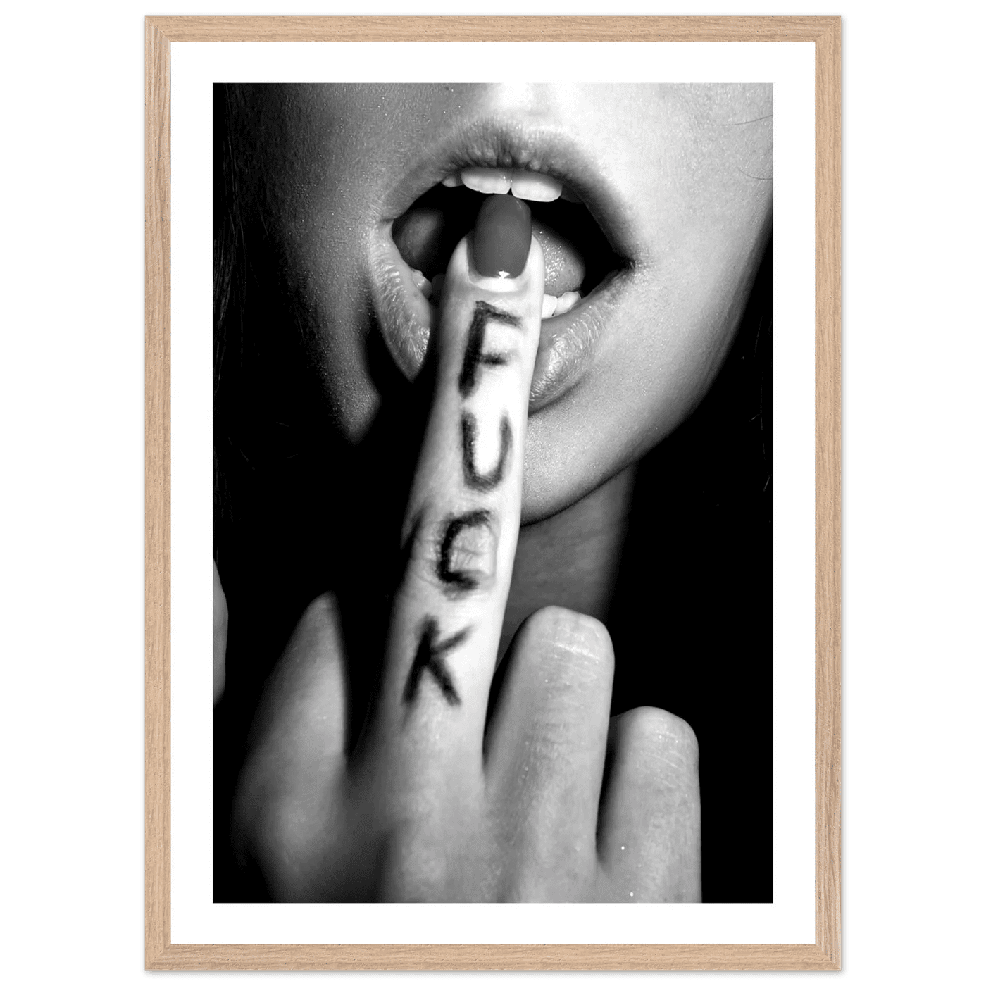 Sensual Middle Finger Black and White Wall Art - The Trendy Art